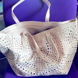 B&BW Beach or Everything Bag - Peach Faux Leather